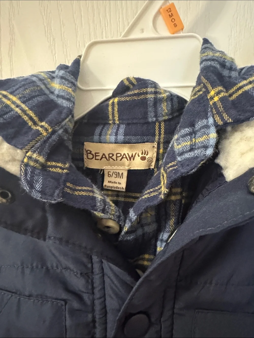 Bearpaw Baby Boys 3 Piece Plaid Vest Outfit Set 6-9M